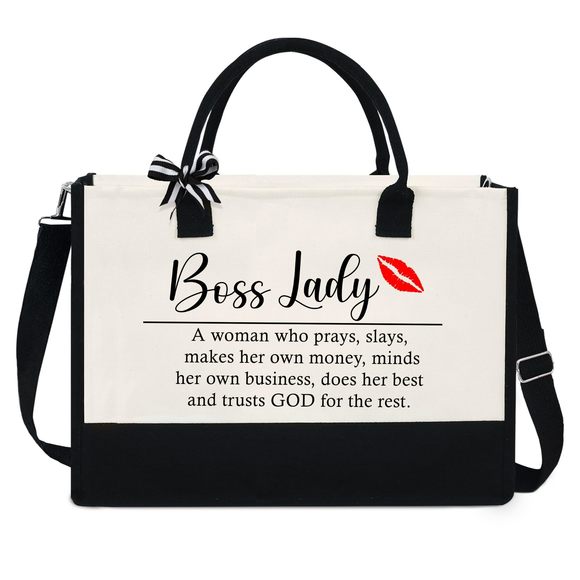 Boss Lady Tote Bag Gifts - 13 Oz Canvas Tote Bag With Zier - :o) - Picture 1 of 7